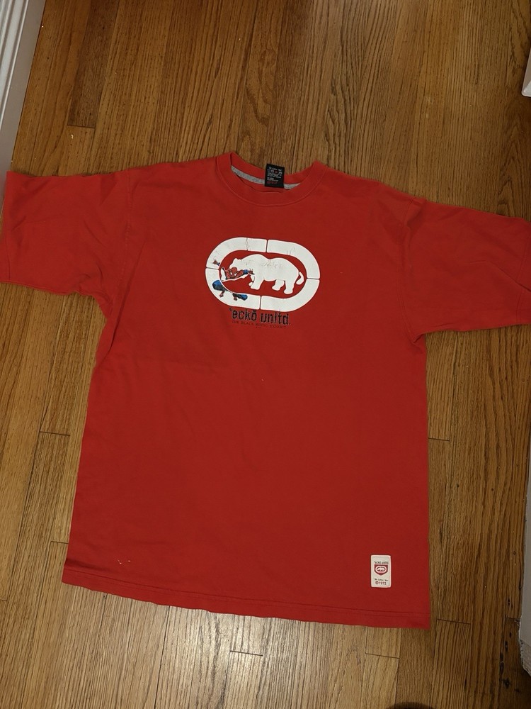 Ecko Unltd. Spider-Man Black Rhino Exhibit Red Cotton Crewneck Tee Men’s L