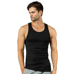3, 6 Pack Mens 100% Cotton Ribbed A-Shirts Black White Wife Beater Tank Tops