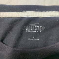 Hollister Long Sleeve Graphic Tee with Sleeve Logo, Navy Blue, Size Large
