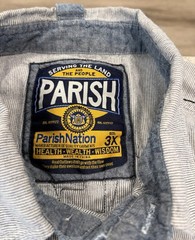 Parish Nation Mens Button Up, Outlaw Motoclub On Back Pinstripe Shirt-3XL