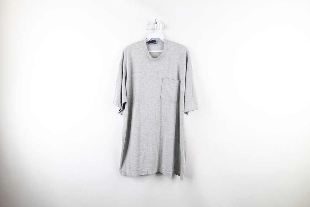 Vintage 90s Streetwear Mens 2XL XXL Blank Short Sleeve Pocket T-Shirt Gray USA