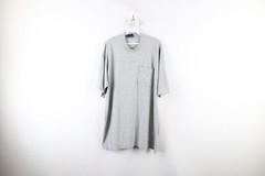 Vintage 90s Streetwear Mens 2XL XXL Blank Short Sleeve Pocket T-Shirt Gray USA