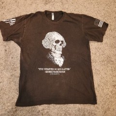 George Skeleton Stay Strapped or Get Clapped Graphic TShirt Black Size XL Funny