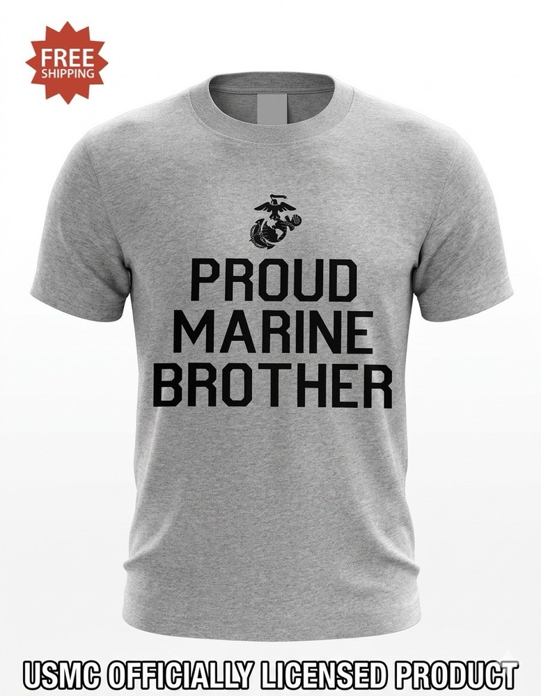UNITED STATES MARINE CORPSUSMC “PROUD MARINEBROTHER” Gray T-Shirt – Sz M – NWT