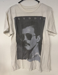 Freddie Mercury Queen Graphic Print White Crew Neck Short Sleeve T-Shirt M