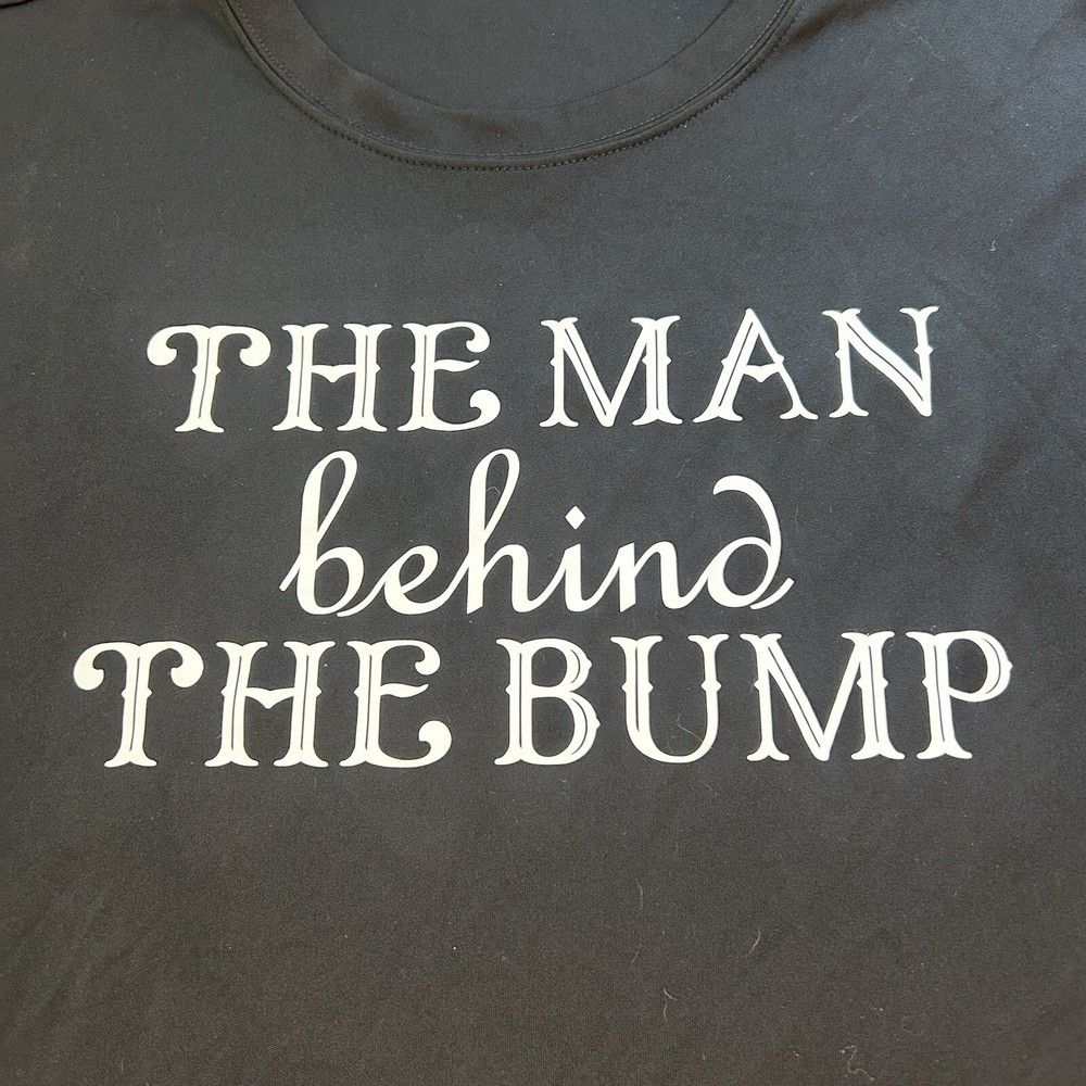 Sports -Tek Men’s Funny T-Shirts Large The Man Behind the Bump Dad Pregnancy