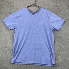 Tailorbyrd Mens Large Blue Heathered Flamingo Embroidered Cotton Blend T-Shirt