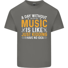 A Day Without Music Tekno Hip Hop Metal Mens Cotton T-Shirt Tee Top
