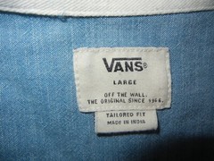 VANS Blue Jean Denim-Style Cotton BUTTON-UP T-SHIRT Summer Surf Skate Men’s L