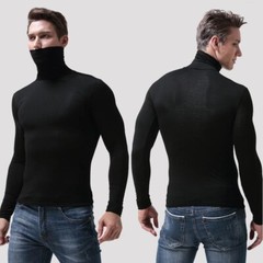Men’s Mock Turtleneck T-Shirt Solid Long Sleeve Pullover Basic Undershirt Tops