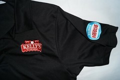 KELLY’S OF CORNWALL Mens Black t-shirt ICE CREAM Nestle Cadbury Awdis, Size M