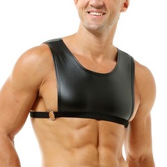 Men Sexy Faux Leather Crop Tops Body Chest Harness Belt Elastic Undershirts Vest