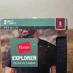 2 Pack Hanes Explorer Premium T-Shirt Mens Small 34-36 Crew Neck Cotton Tee New