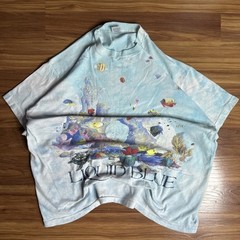 Vintage 1992 Liquid Blue Coral Reef Aquatic Sea Life Fish AOP Shirt XL Tie Dye