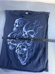 Fruit Of The Loom Shirt Mens XL Black Sleeveless Skull Flames Biker Graphic