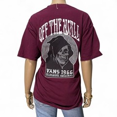 Vans Men’s XL Maroon Grim Reaper Graphic T-Shirt Skull Back Print Skate Y2K