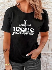 Jesus Is Essential Yesterday Today Forever Letter Print T-Shirt