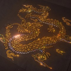 Fashion Trend Dragon Hot Diamonds Rhinestones Black Summer Luxury Men T-Shirt