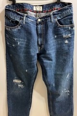 American Eagle Men Denim Jeans Boot Cut Blue 100% Cotton 36 X 31 Distressed