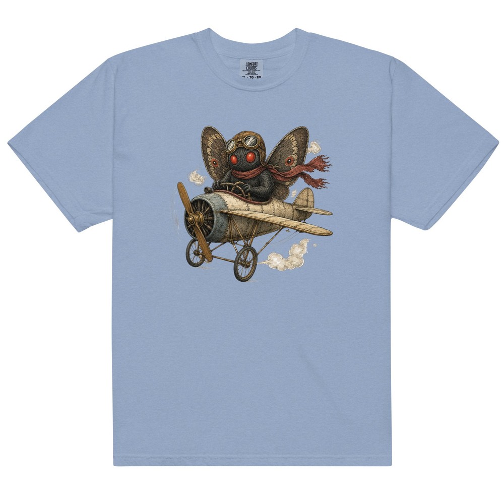 Mothman Pilot Comfort T-Shirt Cryptid Flying Vintage Airplane Cotton Tee S-4XL