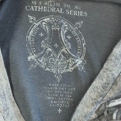 Affliction Cathedral Series Graphic T Shirt Mens L Gray Blue Grunge Gothic Tee