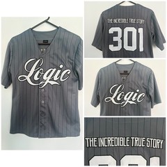 Logic “The Incredible True Story” Baseball Pinstripe Jersey Hip Hop Gray Size S
