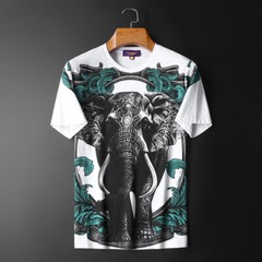 New Fashion Elephant Rhinestone Summer Short Sleeve Luxury Men Trend T-Shirt