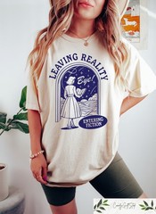 Leaving Reality Entering Fiction Shirt Womens Reading Tshirt Book Lover Gift