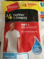 Hanes Men’s Tagless Comfortsoft Crewneck TShirt-White, SIZE XL/XG, 46″-48″ 4Pack