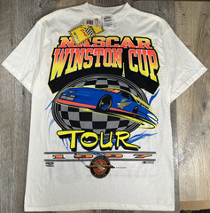 VTG NASCAR Winston Cup Tour 1997 T-Shirt Adult L Checkered Flag Racing Deadstock