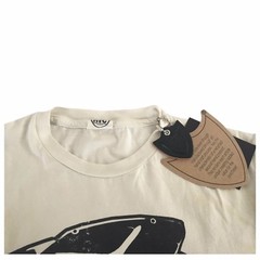 HTC Men’s Ecru Half Sleeve T-Shirt 100% Cotton With Brush Strokes Made In Italy
