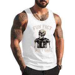 Fun Fact I Don’t Care Skull Funny Sarcastic Quote Tank Top