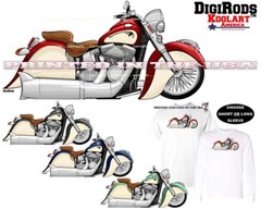 Indian Chief Motorcycle Biker Model DigiRods Koolart Cartoon Car T Shirt S-5X