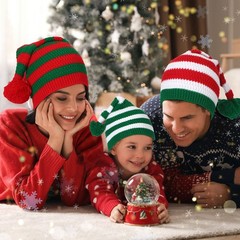 Funtery 3 Pcs Christmas Knitted Santa Hats Elf Hat Crochet Christmas Beanie X…
