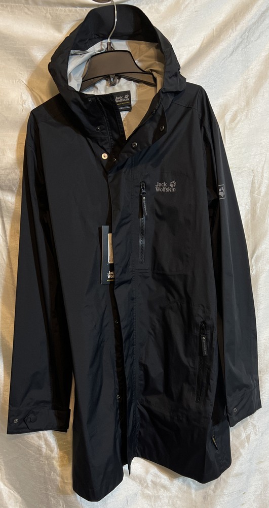 Jack Wolkskin Crosstown Raincoat Men Black size Medium