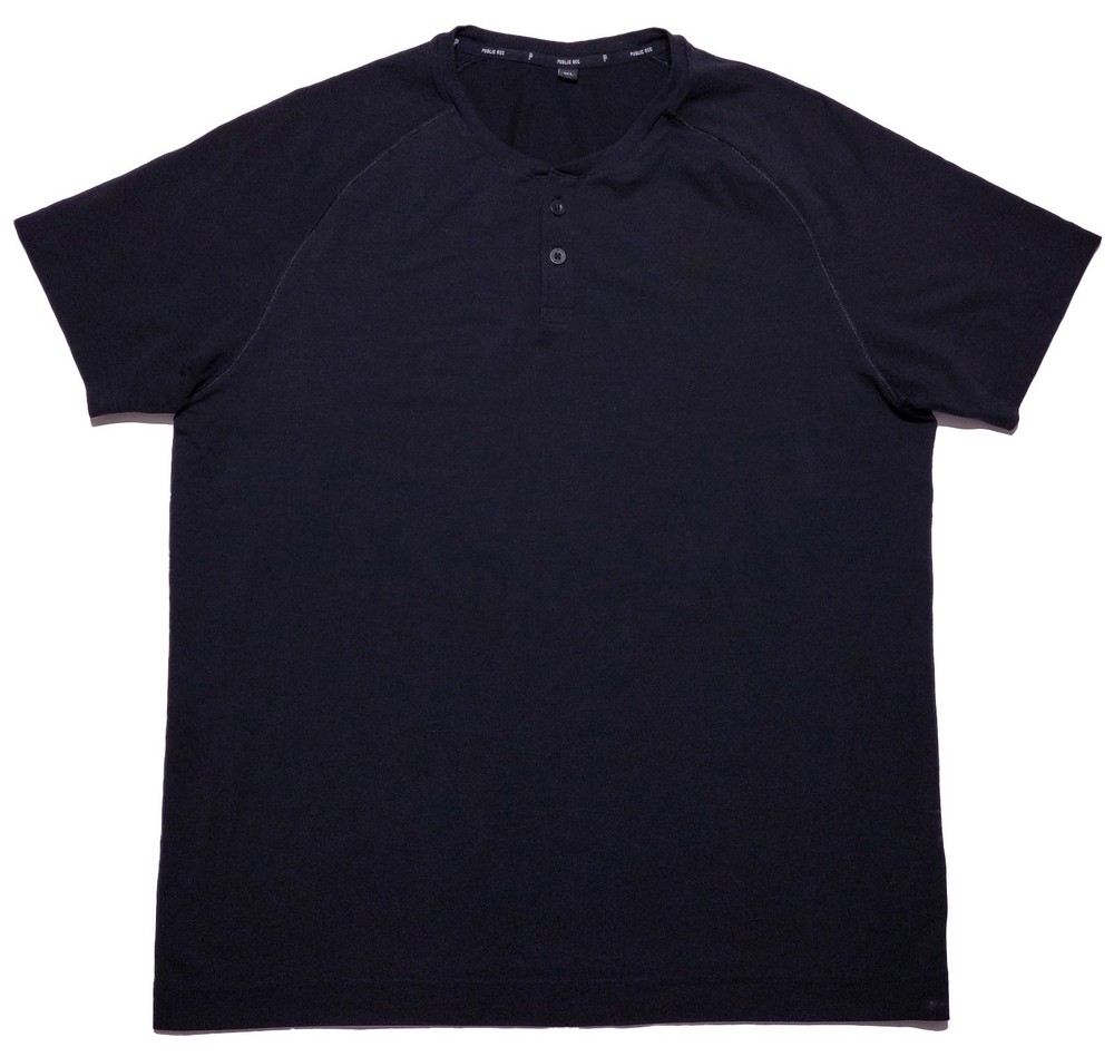 PUBLIC REC Men’s Short Sleeve Henley Shirt Cotton Lyocell Black XL