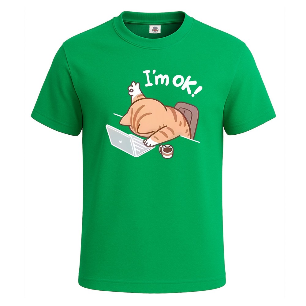 I’m Ok Office Hard Work Cat Novelty Gift Men’s T Shirt Funny Party Shirt Top