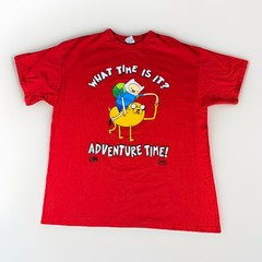 2011 Adventure Time Shirt Size XL Cartoon Network Red What Time Is It Finn Jake