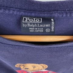 Vintage 90s Polo Sport Ralph Lauren Men’s T-Shirt Size Large Navy Blue Bear USA