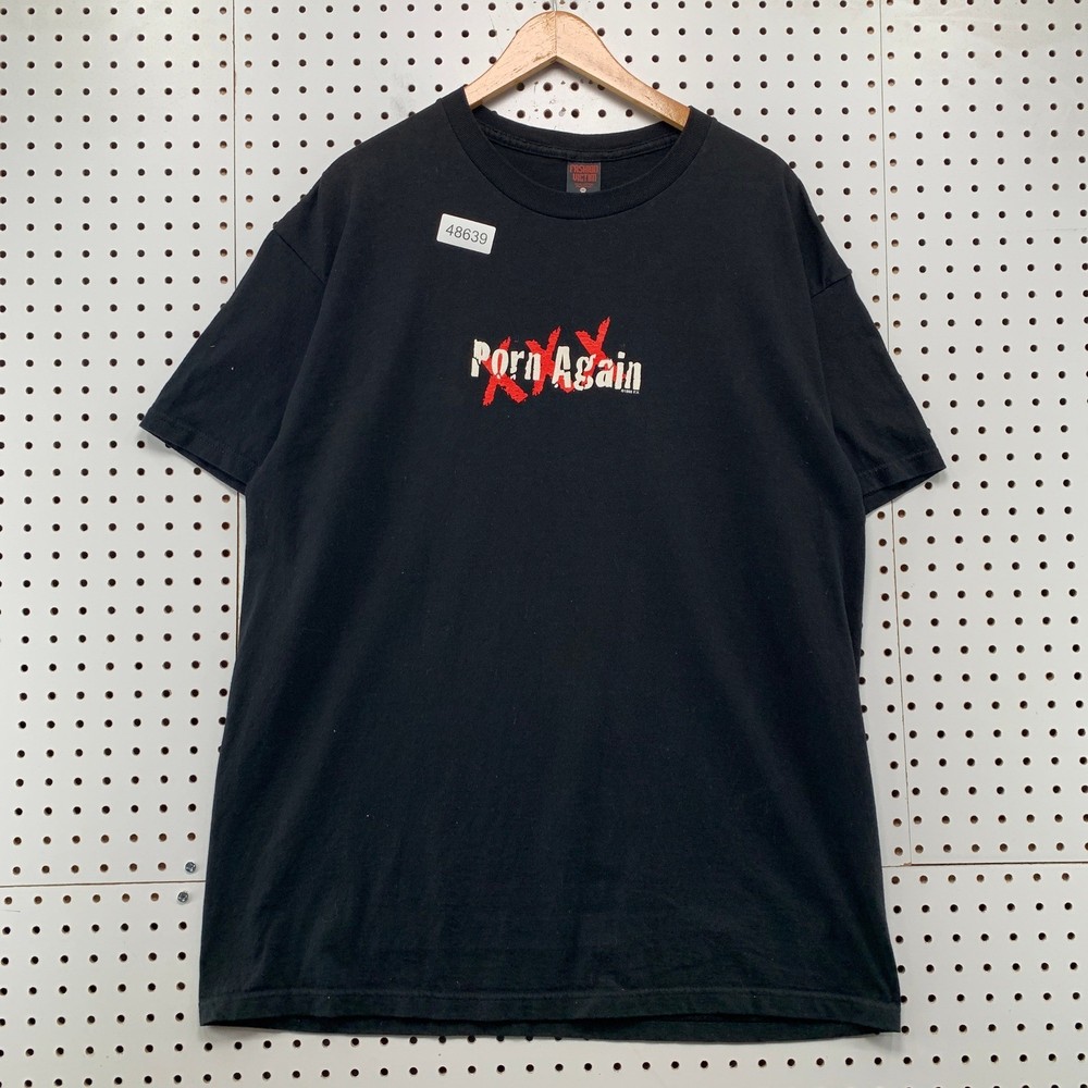 Vintage Fashion Victim Porn Again T Shirt Mens XL Black 90s XXX Graphic Tee