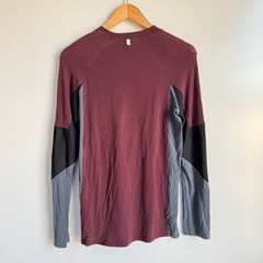Theory Men’s Long Sleeve Tee Medium Burgundy, Black, and Gray Pima Cotton Comfy