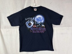Harley Davidson T-Shirt L Blue Sturgis Wolf Full Moon 2009 Rally Biker Cowboy