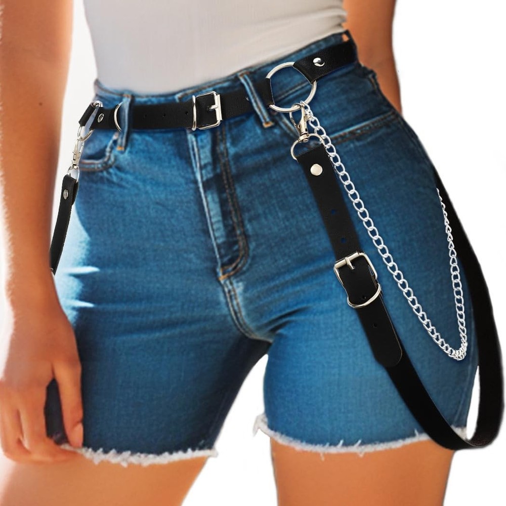 Leather Waist Belts Harness Fashion Rave Black Body Accessories For Women