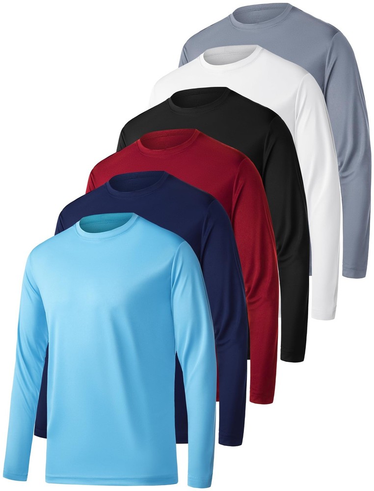 OYGSieg 6 Pack Long Sleeve Shirts for Men Moisture Wicking UPF SPF Sun Protec…