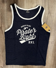 MV Sport Tank Top Mens Large Navy Heather Norman Island Pirate’s Bight BVI Beach