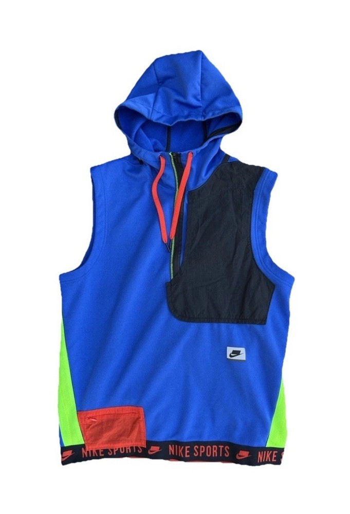 Nike Therma Sleveless Hooded Training Top Size M Blue Multi Color CD5716 480