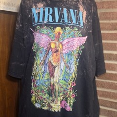 Nirvana In Utero Bleach Dye Graphic T Shirt Mens XL Spencers Custom Distressed