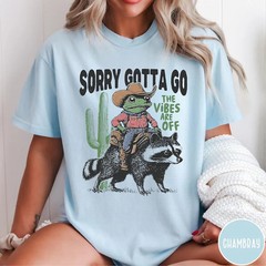 Western Cowboy Frog Raccoon Shirt Funny Graphic Tee Sarcastic Quote
