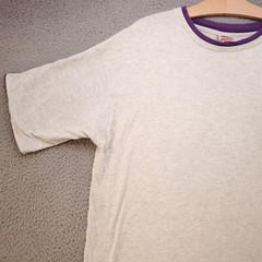 Vintage Fruit Of The Loom Shirt Mens XL Gray Purple Cuff 90s Skater Ringer USA