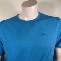 Tommy Bahama Short Sleeve Teal Blue Cotton T-shirt Medium Soft Feel Loose Fit